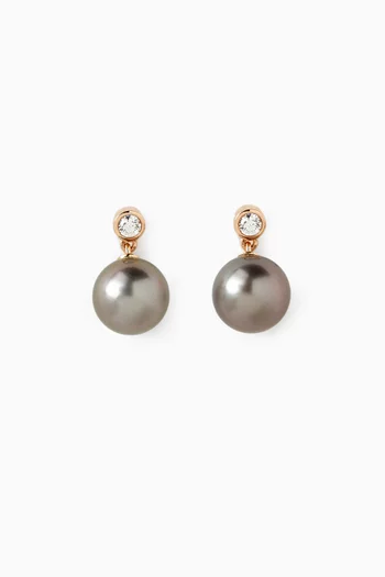 Pearl & Diamond Stud Earrings in 18kt Rose Gold