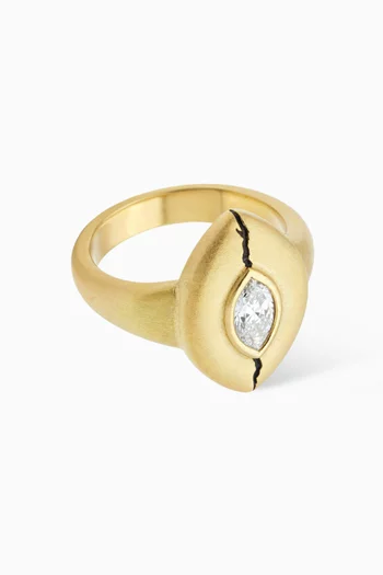 Marquis Diamond Pinky Ring in 18kt Yellow Gold