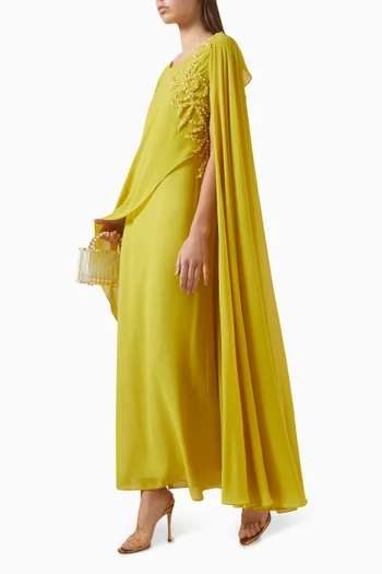 Cape-sleeves Maxi Dress