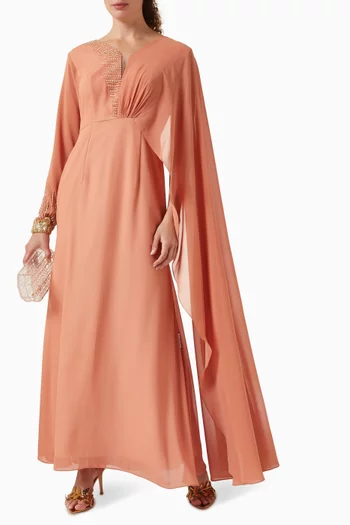 Embellished Asymmetrical Maxi Dress
