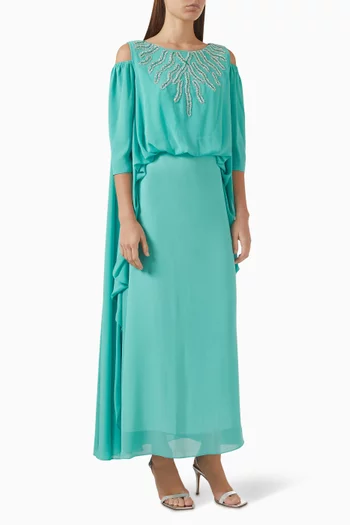 Gathered Crystal Maxi Dress