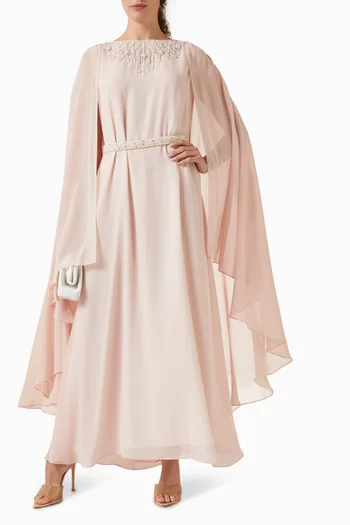 Boatneck Embroidered Maxi Dress