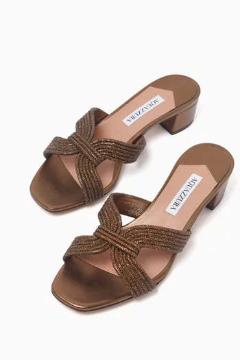 حذاء كريستال ميوز مفتوح من الخلف بكعب 35 مم جلد نابا لامع