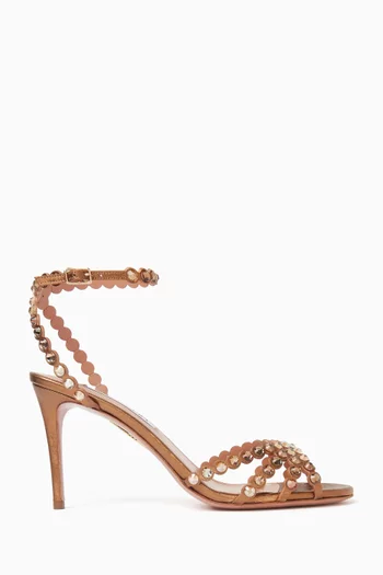 صندل تيكيلا بكعب 85 مم جلد نابا لامع