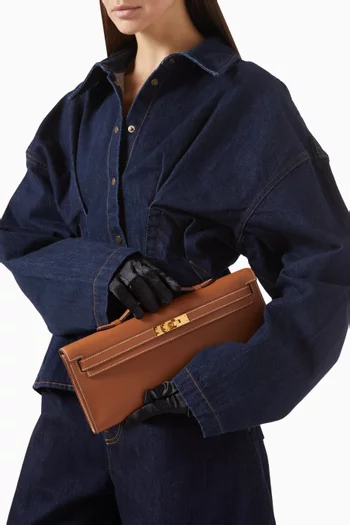 Unused Kelly Cut Clutch in Swift Leather