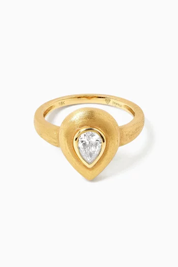 Marquis Pear Diamond Pinky Ring in 18kt Yellow Gold