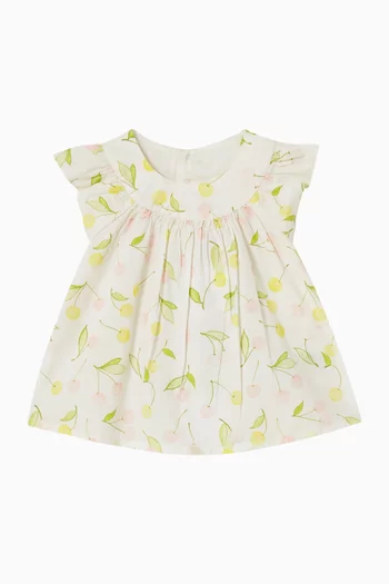 Lemon-print Ruffled Blouse