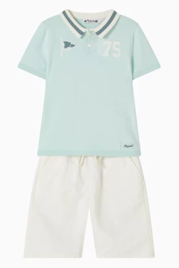 تي شيرت بولو قطن بخطوط 