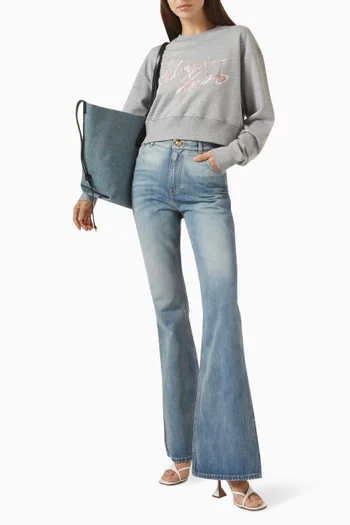 Crop Logo Sweater in Cotton Jersey