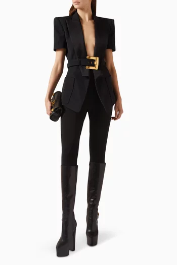 Belted Jacket in Grain de Poudre