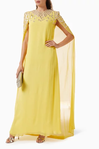 Embellished Cape Dress