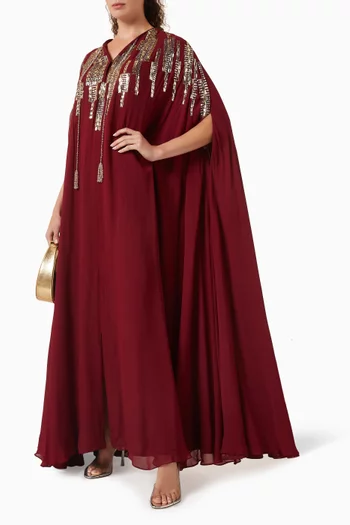 Embellished Cape Kaftan in Georgette