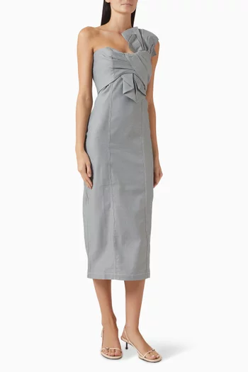 فستان ايفانا متوسط الطول قنب مطاطي