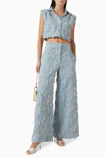 Preen Crop Top in Jacquard Denim