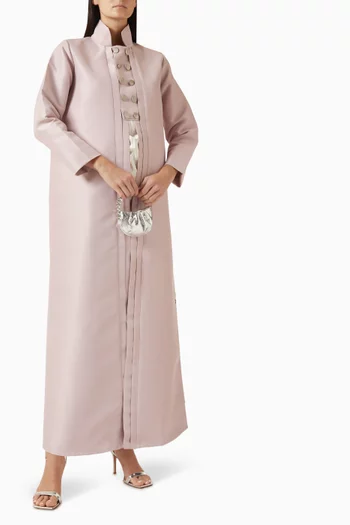 High-collared Abaya in Bridal Satin