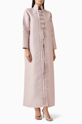 High-collared Abaya in Bridal Satin