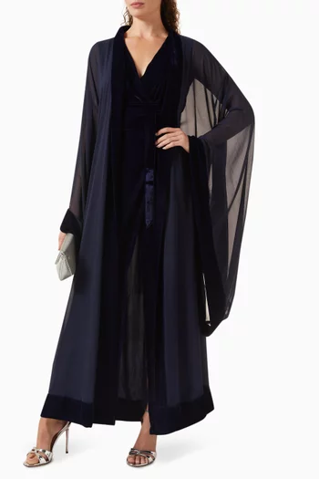 Abaya & Dress Set in Chiffon & Velvet