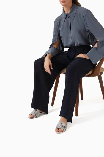 Zeya 25 Flat Mules in Crochet & Leather