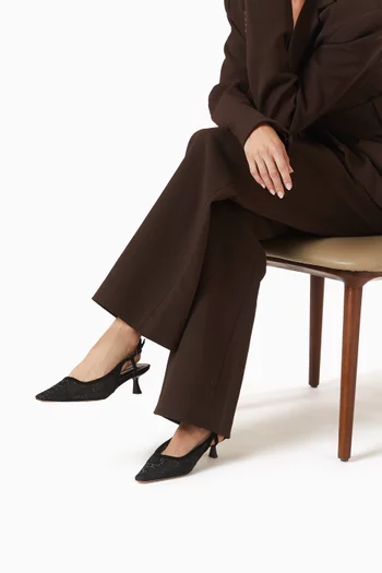 Mysha 60 Crystal Slingback Pumps in Mesh & Leather