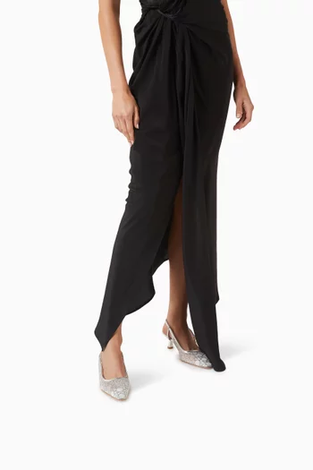 حذاء كلاسيك مايشا بسير خلفي وتصميم مرصع بكريستال وكعب 60 مم قماش شبكي وجلد