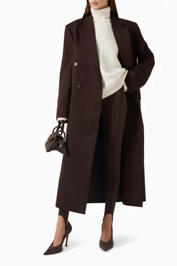 سترة ريا بقصة ترابيز وياقة عالية مزيج صوف