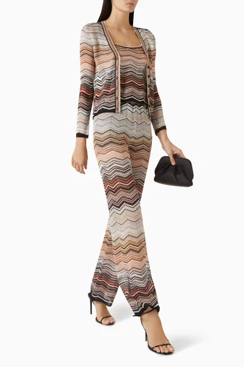 كارديغان بنقشة خطوط متعرجة قماش لامع