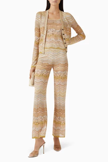 بنطال منسوج مطرز بالترتر مزيج فيسكوز