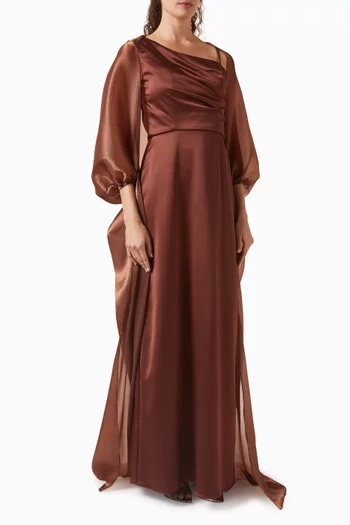 Gemma Dress & Kaftan Set in Crepe-satin & Organza
