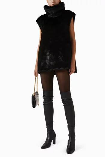 Blaire Funnel Neck Top in Faux Fur