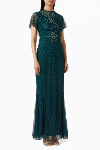 Shawl Embellished Gown