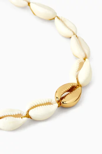 Large Concha Puka Shell Necklace in 24kt Gold-plated Brass