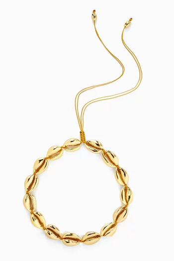 Large Puka Shell Necklace in 24kt Gold-plated Brass