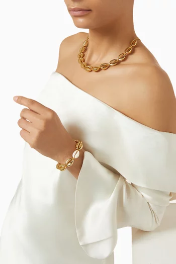 سوار بوكا مزين بصدف كبير نحاس مطلي ذهب عيار 24