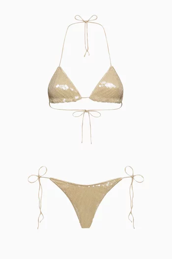 Marylin Sequin-embellished Microkini Bikini Set