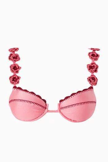 قطعة بيكيني علوية ليلي مطرزة بزهور