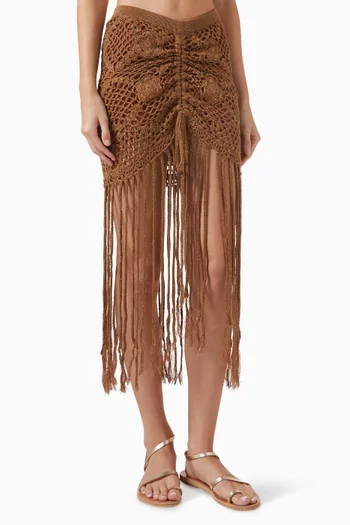 Claudia Fringed Skirt in Crochet