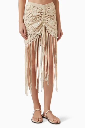 Claudia Fringed Skirt in Crochet
