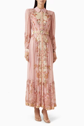 فستان ريا طويل بحزام فيسكوز