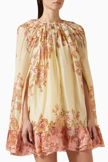 Riah Printed Cape Dress