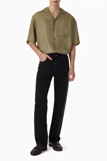 قميص بنقشة هندسية حرير ستان