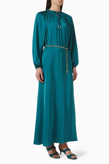 Belted Maxi Dress in Satin