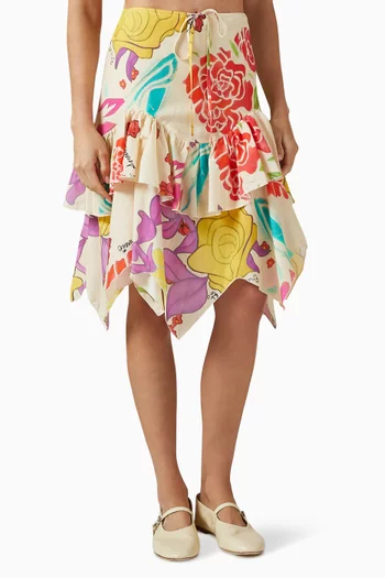 تنورة فلوريس متوسطة الطول قطن