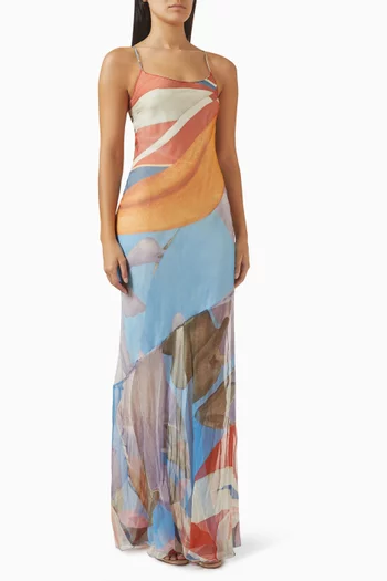 فستان بالينكي فلوريس حرير شيفون