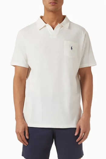 Logo Polo Shirt in Cotton & Linen