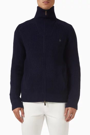 Zip Sweater in Cotton & Wool