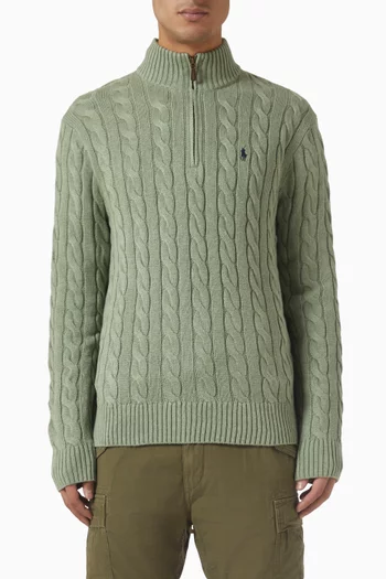 Polo Pony Cable Knit Sweater in Cotton