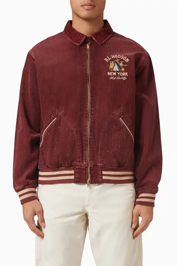 Graphic Track Jacket in Corduroy