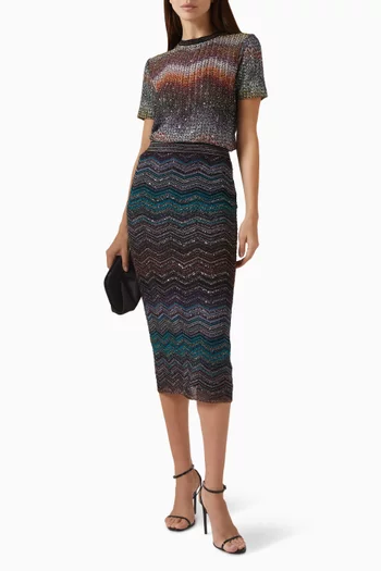 Zigzag Midi Skirt in Lamé
