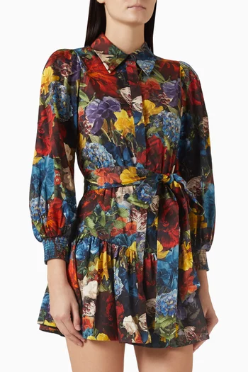 Lily Belted Shirtdress in Cotton Poplin