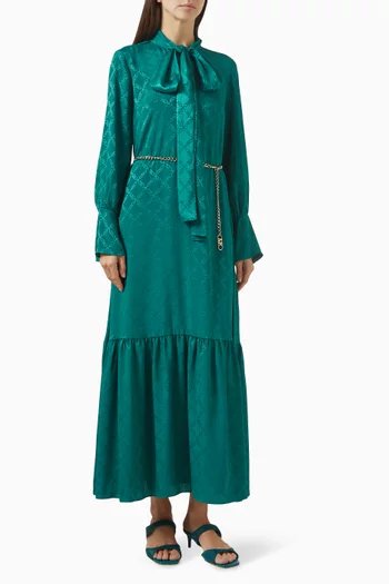 Logo Bow Maxi Dress in Jacquard